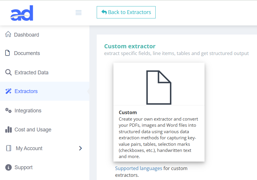 Create a new extractor in AlgoDocs