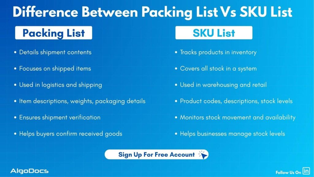 Extract Data from Packing List
