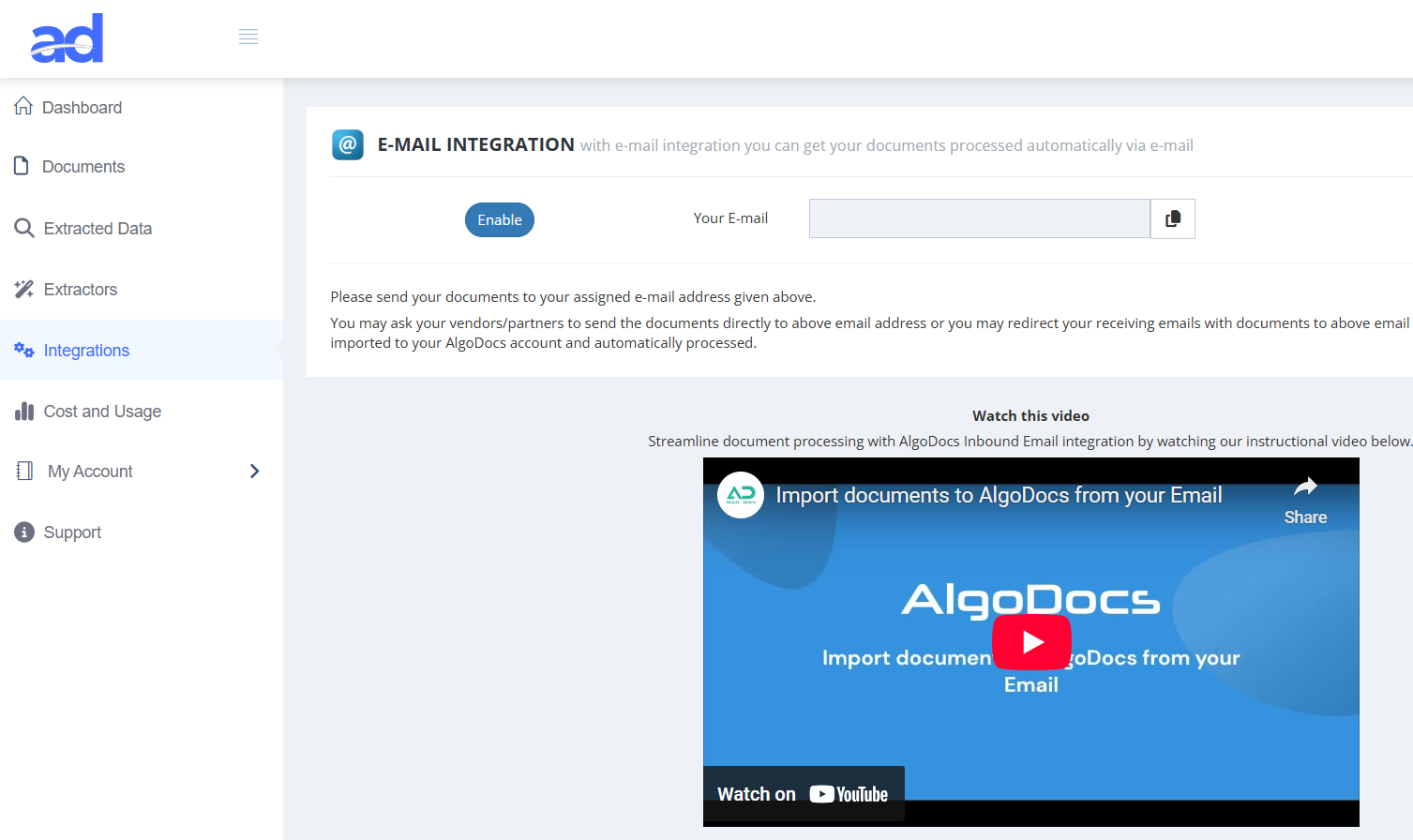 Inbound Email Integration to send attachments to Algodocs