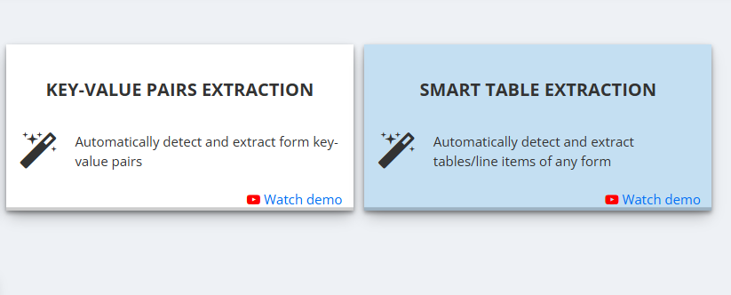 Choose Smart Table Extraction method