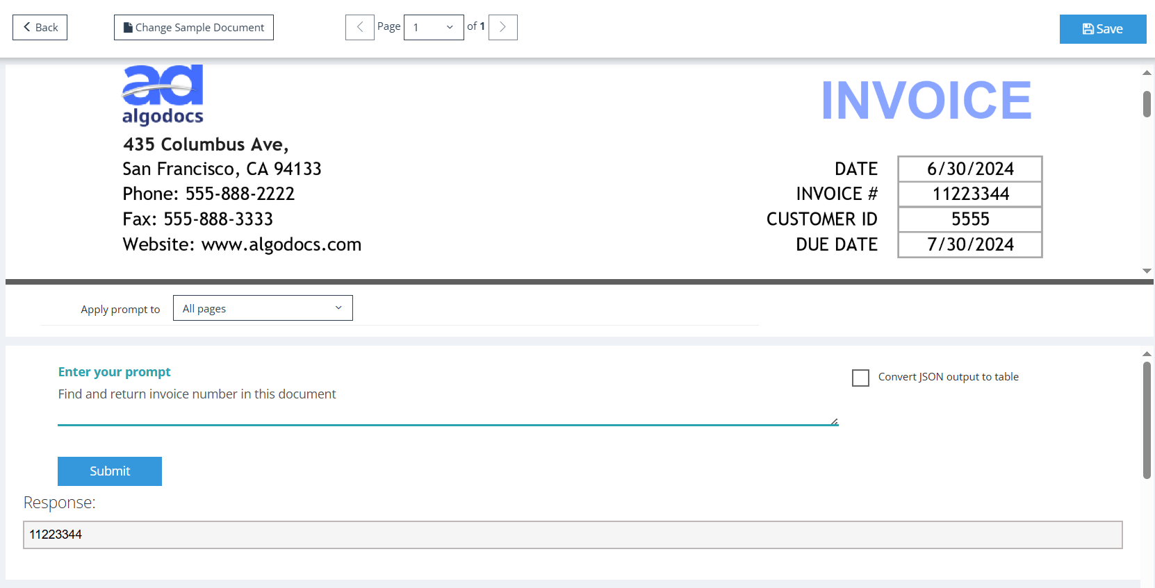 Enter a prompt to extract fields or tables